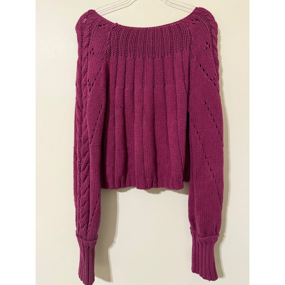 Free People  Cropped Cable Knit Sweater M - Picture 2 of 9